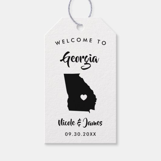 Georgia Wedding Welcome Bag Labels, Map Cadeaulabel (Voorkant)