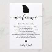 Georgia Wedding Welkomstbrief en reiskaart Programmakaart (Voorkant)