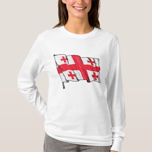 Georgian Flag Red and White Cross T-shirt (Voorkant)