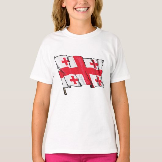 Georgian Flag Red and White Cross T-shirt (Voorkant)
