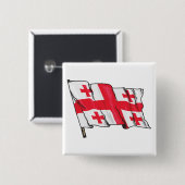 Georgian Flag Red and White Cross Vierkante Button 5,1 Cm (Voorkant /achterkant)