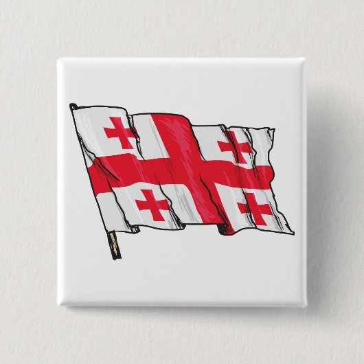 Georgian Flag Red and White Cross Vierkante Button 5,1 Cm (Voorkant)