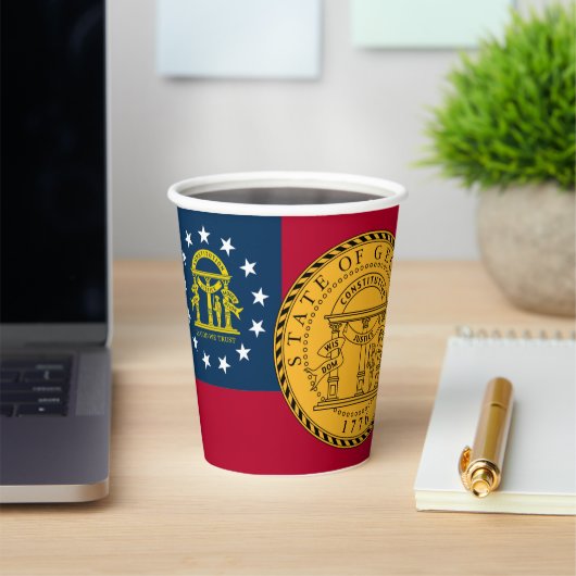 Georgian Flag & Seal, Flag of Georgia Papieren Bekers (Insitu)