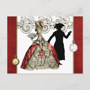 Georgian Lady met een fan en Gentleman - Red Briefkaart