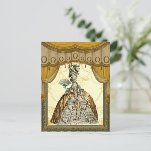 Georgian Lady met een fan - Gold Briefkaart (Staand voorkant)