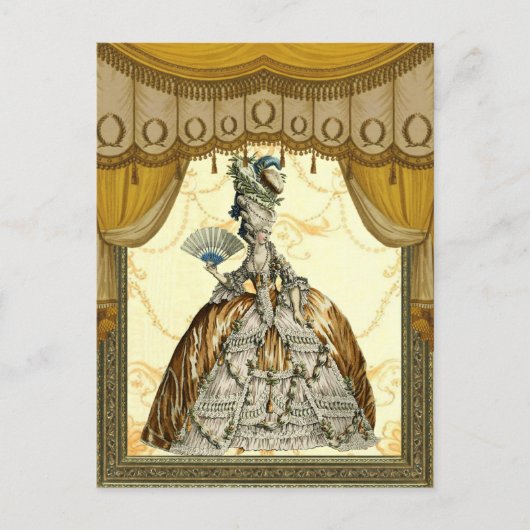 Georgian Lady met een fan - Gold Briefkaart (Voorkant)
