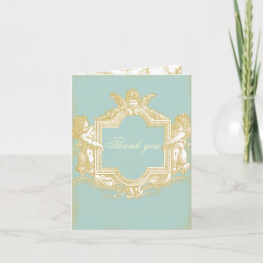 Georgiana (Marie Antoinette Blue) WeddingThank u Bedankkaart (Voorkant)