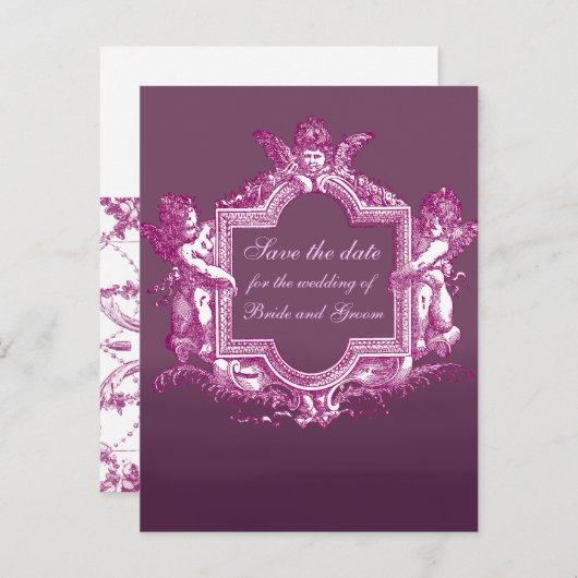 Georgiana (Plum) Save the Date Aankondigingskaart (Voorkant / Achterkant)