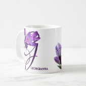 Georgianna naam paarse bloemen Koffiemok (Voorkant links)