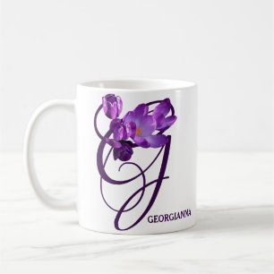  Georgianna naam paarse bloemen Koffiemok