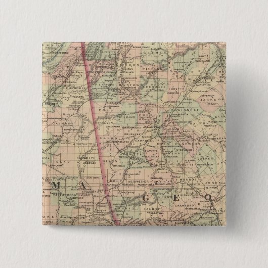 Georgië en Alabama Vierkante Button 5,1 Cm (Voorkant)