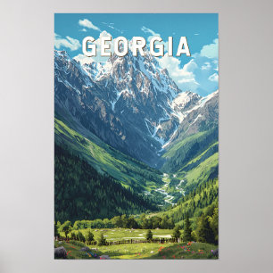 Georgië Illustratie Reis Kunst Vintage Poster