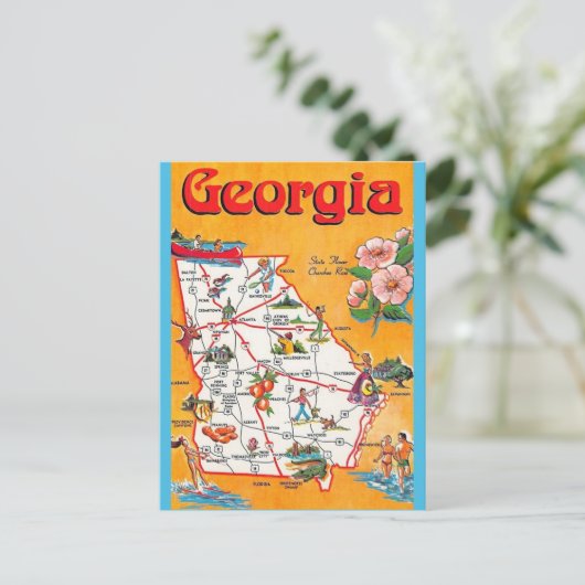  Georgië Kaart Briefkaart (Staand voorkant)