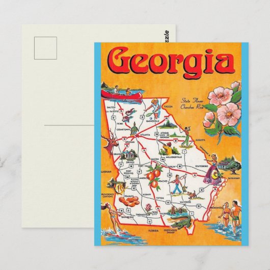  Georgië Kaart Briefkaart (Voorkant / Achterkant)