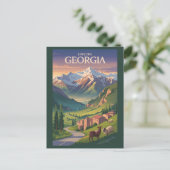 Georgië Kaukasus Bergen Reizen Art Vintage Briefkaart (Staand voorkant)