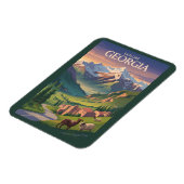 Georgië Kaukasus Bergen Reizen Art Vintage Magneet (Linkerzijde)