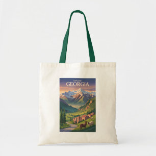 Georgië Kaukasus Bergen Reizen Art Vintage Tote Bag