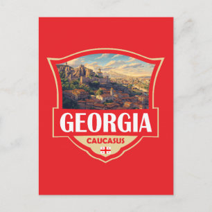 Georgië Land Illustratie Retro Badge Briefkaart