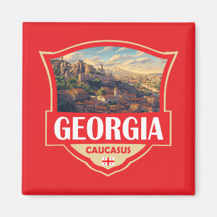 Georgië Land Illustratie Retro Badge Magneet