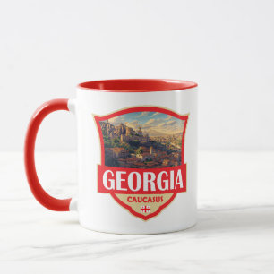 Georgië Land Illustratie Retro Badge Mok
