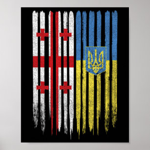 Georgië Oekraïne Georgisch Oekraïense Vlag Poster