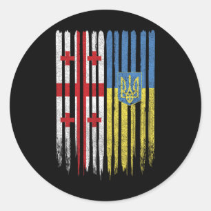 Georgië Oekraïne Georgisch Oekraïense vlag Ronde Sticker