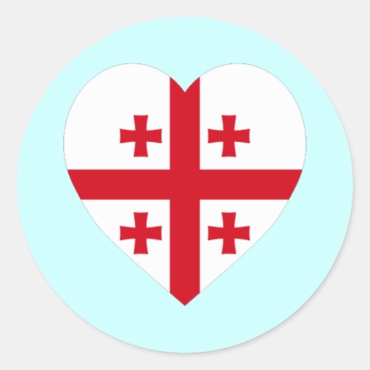Georgië Vlag Hart Ronde Sticker (Voorkant)