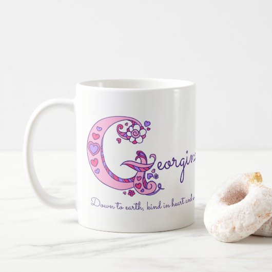Georgina: decoratieve G-monogram-mok Koffiemok (Met donut)
