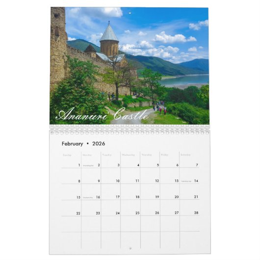 Georgisch architectonisch landschap Tbilisi Barumi Kalender (Feb 2026)