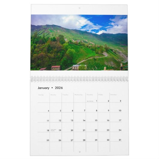 Georgisch architectuurlandschap Tbilisi Borjomi Kalender (Jan 2026)