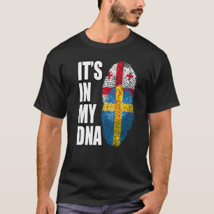 Georgisch en Zweeds Mix DNA-vlaggenerfgoed T-shirt
