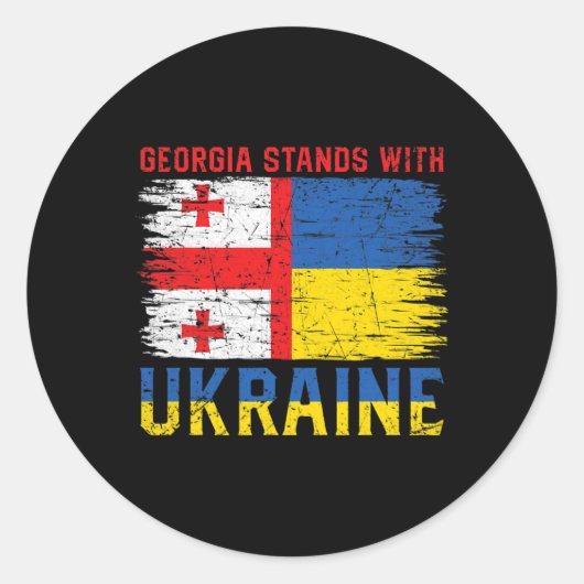 Georgisch-Oekraamse Vlag Vlag - Bevriende Landen Ronde Sticker (Voorkant)