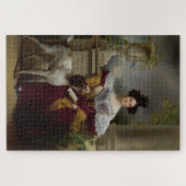  Georgisch portret voorlezen dame dog Legpuzzel (Horizontaal)