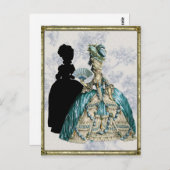 Georgische dame met een ventilator - blauw briefkaart (Voorkant / Achterkant)