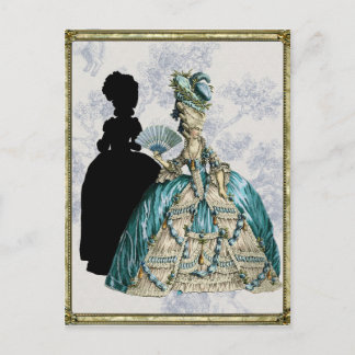 Georgische dame met een ventilator - blauw briefkaart