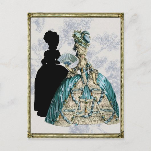 Georgische dame met een ventilator - blauw briefkaart (Voorkant)