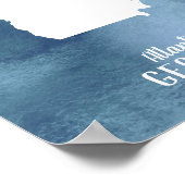 Georgische kaart Blauwe Waterverf Speciaal afdrukk Poster (Hoek)