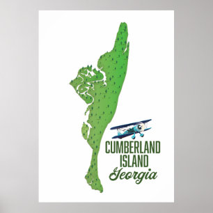 Georgische kaart op het eiland Cumberland Poster