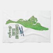 Georgische kaart op het eiland Cumberland Theedoek (Horizontaal)