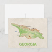 Georgische landkaart postscar briefkaart (Voorkant / Achterkant)