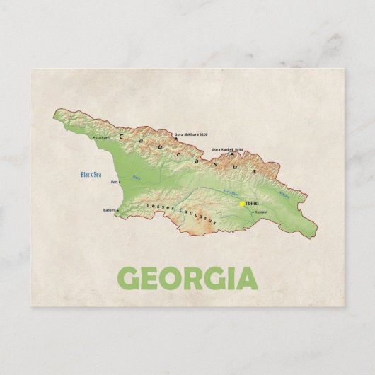 Georgische landkaart postscar briefkaart (Voorkant)