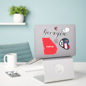 Georgische staat, blad van Die Cut-Stickers Sticker (Laptop op bureau)