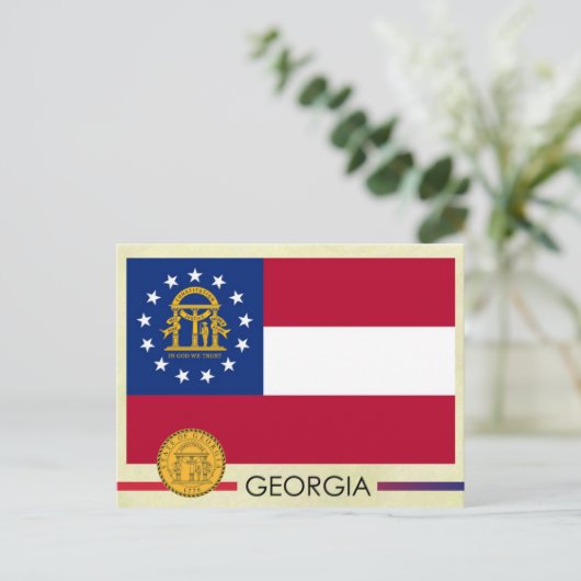 Georgische staatsvlag en zegel briefkaart (Staand voorkant)