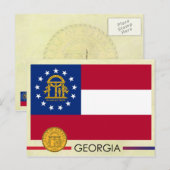 Georgische staatsvlag en zegel briefkaart (Voorkant / Achterkant)