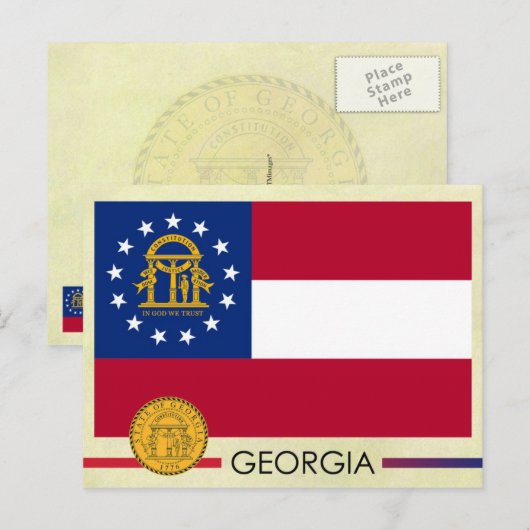 Georgische staatsvlag en zegel briefkaart (Voorkant / Achterkant)