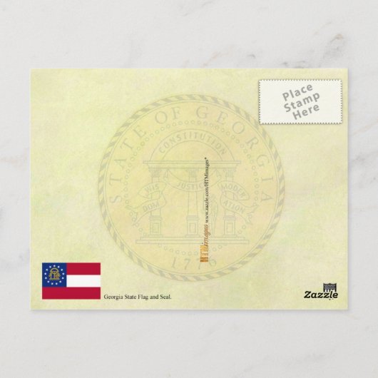 Georgische staatsvlag en zegel briefkaart (Achterkant)