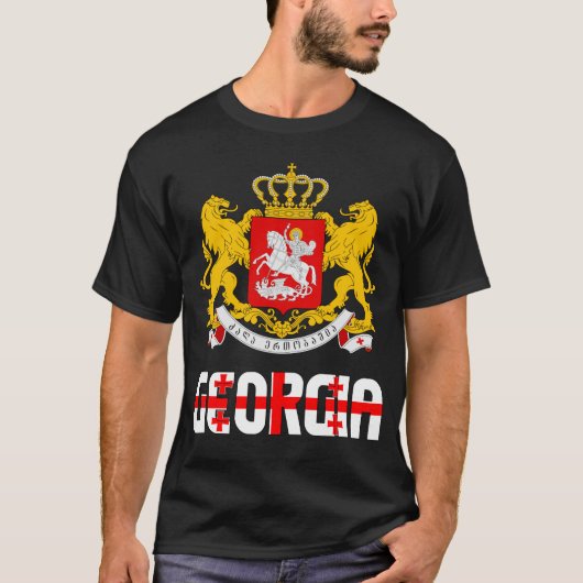 Georgische vlag en wapenschild t-shirt (Voorkant)