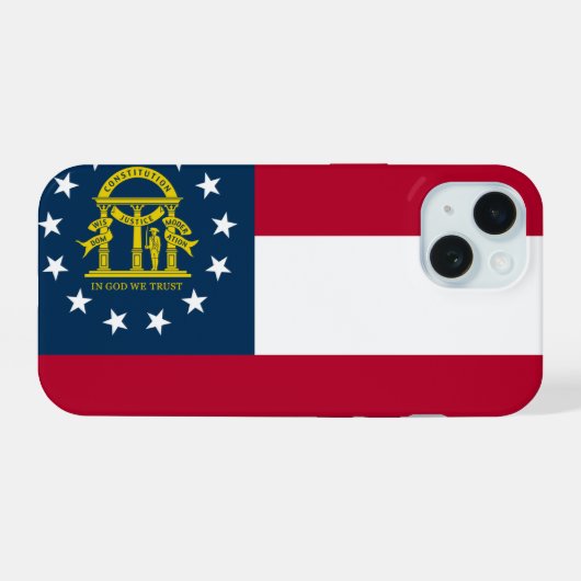 Georgische vlag iPhone 15 case (Achterkant horizontaal)