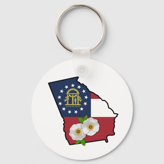 Georgische vlag met staat Flower Cherokee R Sleutelhanger (Voorkant)