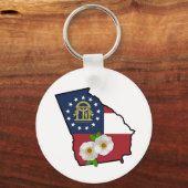 Georgische vlag met staat Flower Cherokee R Sleutelhanger (Voorkant)
